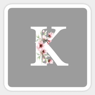 Letter K Monogram With Cherry Blossoms Sticker